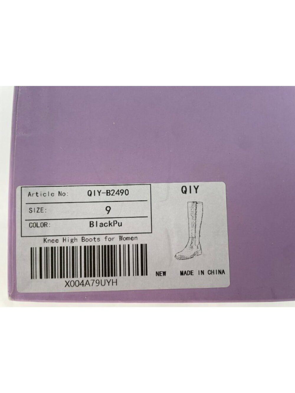 QIY Knee High Black Leather Riding Boots Block Side Zipper Women's Size 9 NEW - Picture 9 of 9